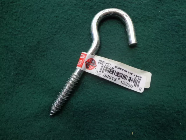 National Hardware N220-871  5/16" x 4 1/2" Zinc Plated Screw Hook  125 lb.