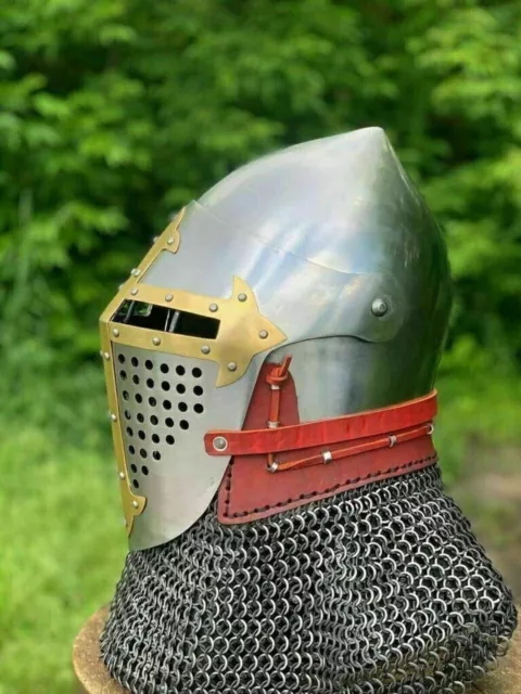 14th Century 18 Gauge Steel Knight Helmet Bascinet Hounskell Medieval Helmet