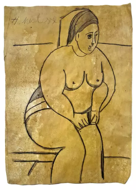 Henri Matisse, Vintage Watercolor Painting. Signed  🅷🅴🅽🆁🅸 🅼🅰🆃🅸🆂🆂🅴