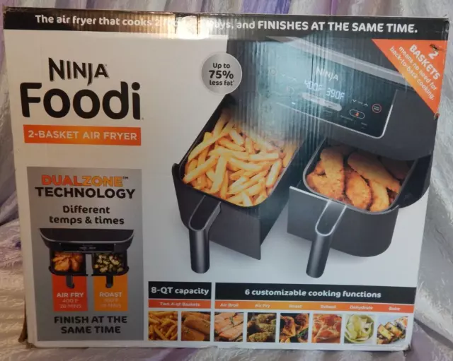 Ninja DZ100 Foodi 4-in-1 8-Quart 2-Basket Air Fryer with DualZone