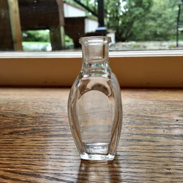 Neat Antique Deco Style Small Perfume Cologne Type Bottle Gothic Panels Ca 1920