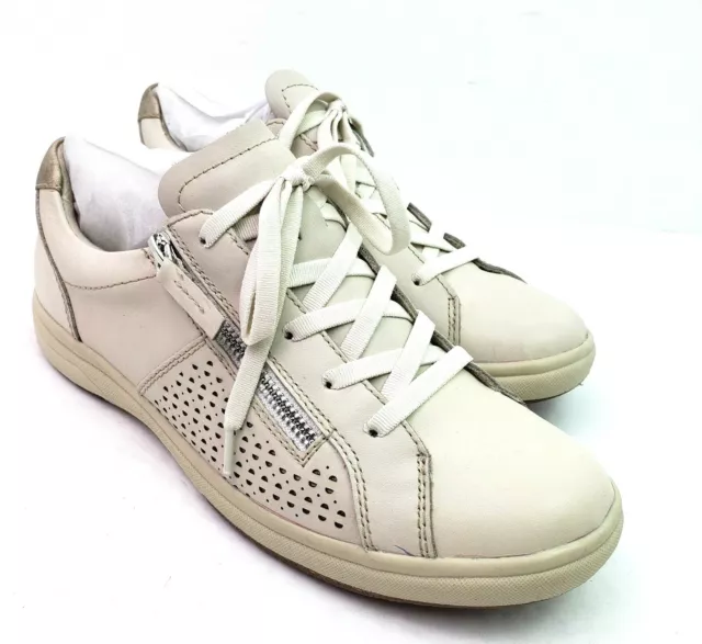 Earth Origins Etta Womens Sz 9.5 Narrow Sand White Leather Casual Sneakers Shoes