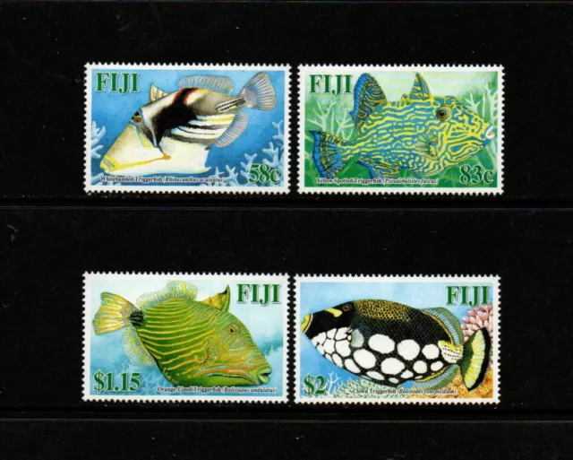 Fiji 2005 Triggerfish Marine Life 4 V como nuevo NH