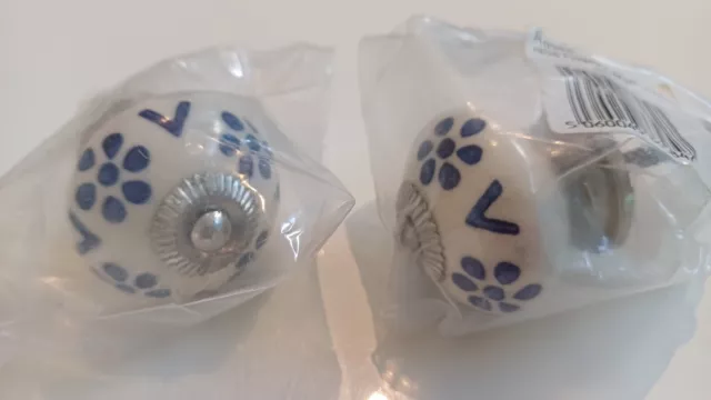 Vintage Door Knobs Ceramic Glass Cupboard Cabinet Drawer Pull Handles