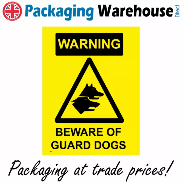 Se004 Warning Beware Of Guard Dogs Sign Patrol Attack Bite Canine Watchdog