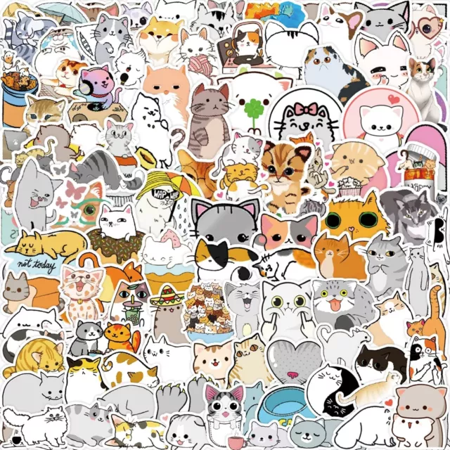 Cat Stickers 25pc Cute Kawaii Animal Decals Notebook Laptop Hydroflask