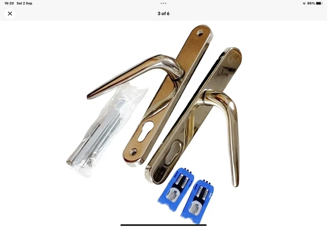 Yale Sparta uPVC Patio Door Handle Set Long backplate Lever/Lever Champagne Gold