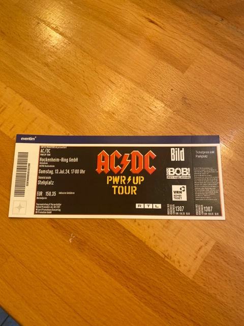 TICKET ACDC HOCKENHEIM Stehplatz 13. Juli 2024 AC/DC EUR 150,35 ...