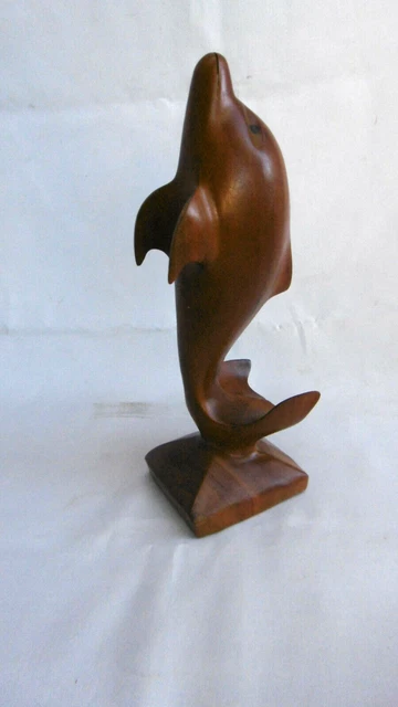 Sculpture Dauphin En Bois - Fait Main Artisan - 32 Cm - Parfait état