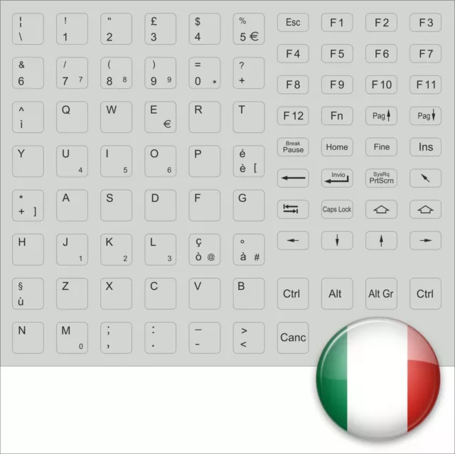 Adhesivo de Teclado Italiano Gris Italy Llave Electrónica Pegar All