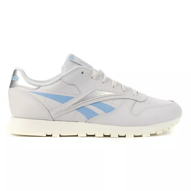 Reebok Women's Classic Leather Porcelain/Fluid Blue/Silver Metallic Sneakers ...