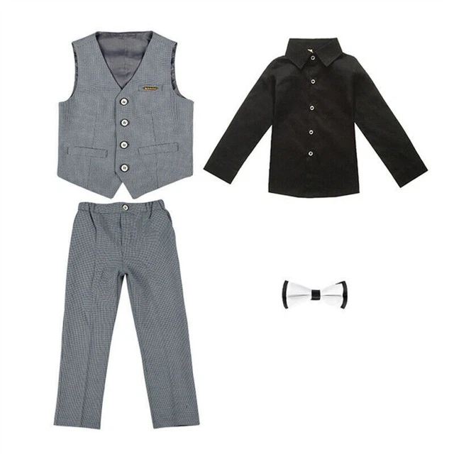 Boys Suit Toddler Tuxedo Kids Suits Boys Dress Clothes Vest and Pants Set W/ Tie
