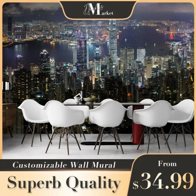 Hong Kong Night City Landmarks 3D Wall Mural Australia Bedroom Wallpaper Murals