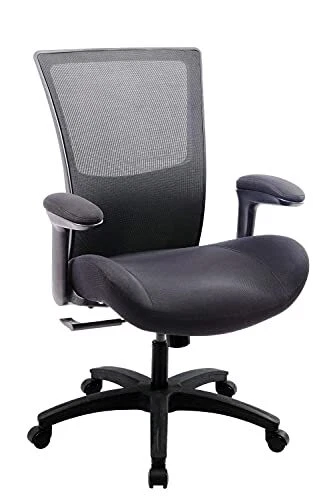 Ergonomic Office Computer Desk Chair with Flip Arms Black Frame Black Fabric