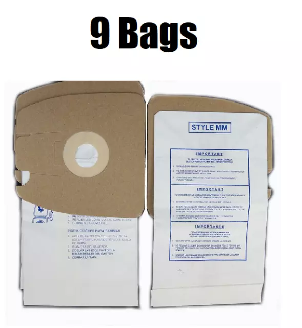 9 Micro Filtration Vacuum Bags for Eureka MM 60295 Mighty Mite 3670 and 3680