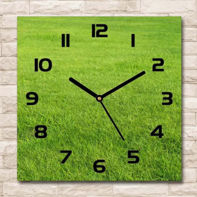 Reloj Decorativo de Vidrio Templado Estilo Moderno Variantes 30x30 césped verde
