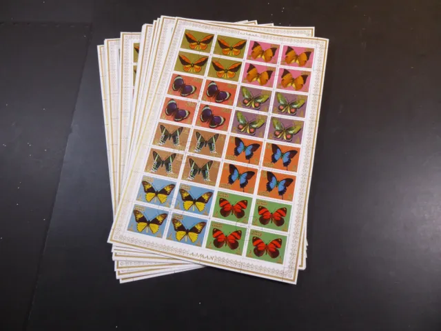 Ajman 1972, 50x Zusammendruckbogen "Schmetterlinge", gest./CTO, Mi.Nr.747/54