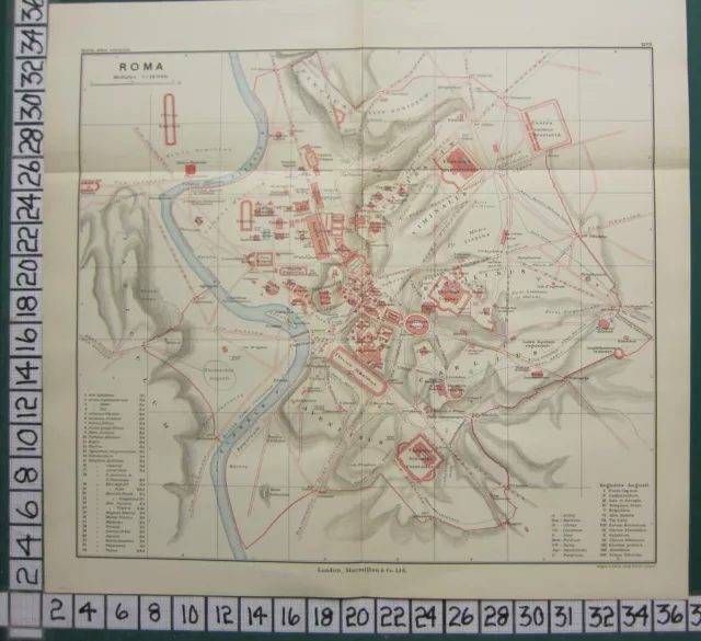 Historical Map Plan Rome City Plan Environs Augusta Regions Public Buildings