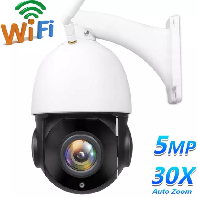 5MP IP WiFi 30x Zoom PTZ H.265 Waterproof 80m IR CCTV Security Camera POE HD Cam