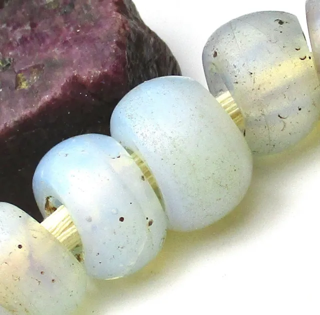 9 Rare Ethereal Old Opalescent Venetian "Baby Moon" African Trade Antique Beads