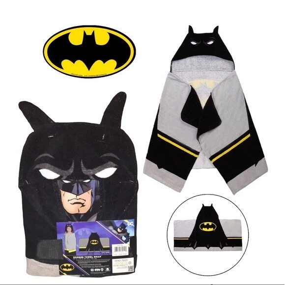 Envoltura corporal de toalla de playa/baño con capucha para niños Batman (24""x50"") totalmente nueva 100 % algodón