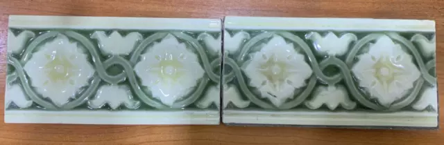Tiles England 2 pc Art Deco Antique Vintage 6x3 inch Art Deco Architecture