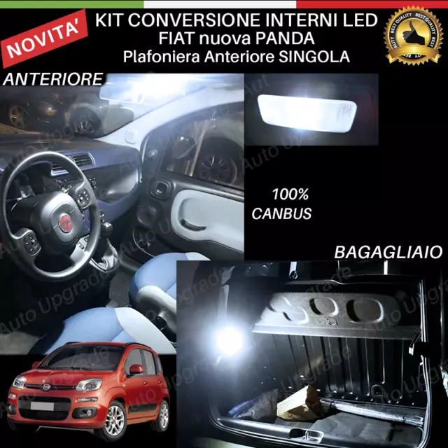 Kit Led Interni Completo Per Fiat Panda 3° Mk3 Plafoniera Singola + Bagagliaio