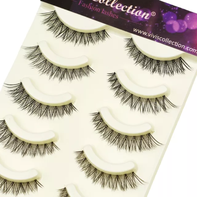 5 Pairs Eyelashes False Lashes Short Natural Wispy Cross Mink Fake Eye Thick UK