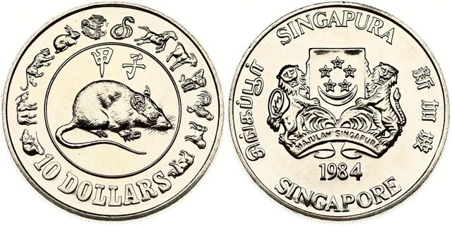 Singapore 10 Dollars 1984 Year of the Rat