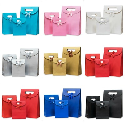 eleganti sacchetti di carta per compleanno,matrimonio,festa di laurea,sacchetti regalo fai da te 6 colori 28 x 20 x 10 cm FYY Sacchetto regalo 6 pezzi,sacchetto regalo di carta con fiocco S 