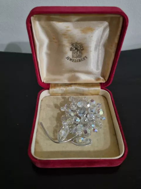 Vintage Jewelcrest Donald Simpson Brooch. Stunning Crystal Aurora Borealis