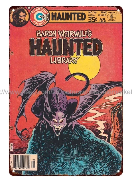 1978 Haunted Charlton Comics horror metal tin sign plaques pub studio