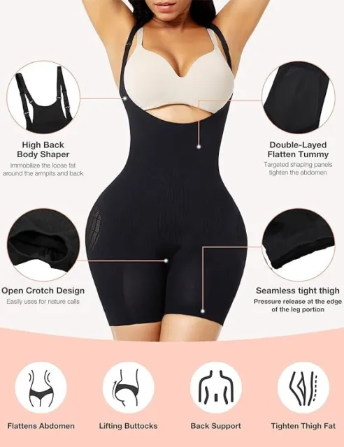 Women Shapewear Bodysuit Thong Tummy Control Open Bust Seamless Body Shaper