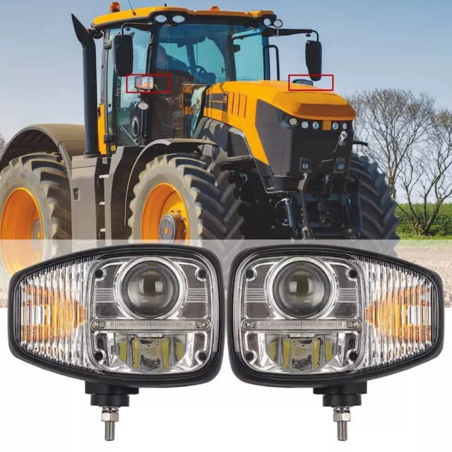 Pair Full LED Headlights Headlamps DRL And Indicator for JCB Fastrac Telehandler