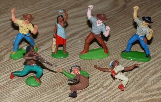 KONVOLUT: RÖDER / LISANTO +++ DDR Gummi INDIANER & COWBOY Figuren +++ VARIANTEN