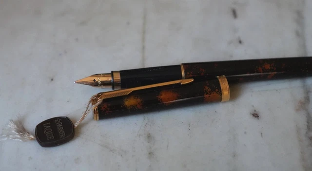 Stylo Bille/roller Parker Premier Laqué Vison Poussière D'or & Plaqué Or 18cts - Occasion, Prestige