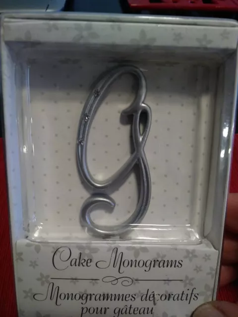 Cake Monogram Letter G, Silver With Stones, 2.5" Tall
