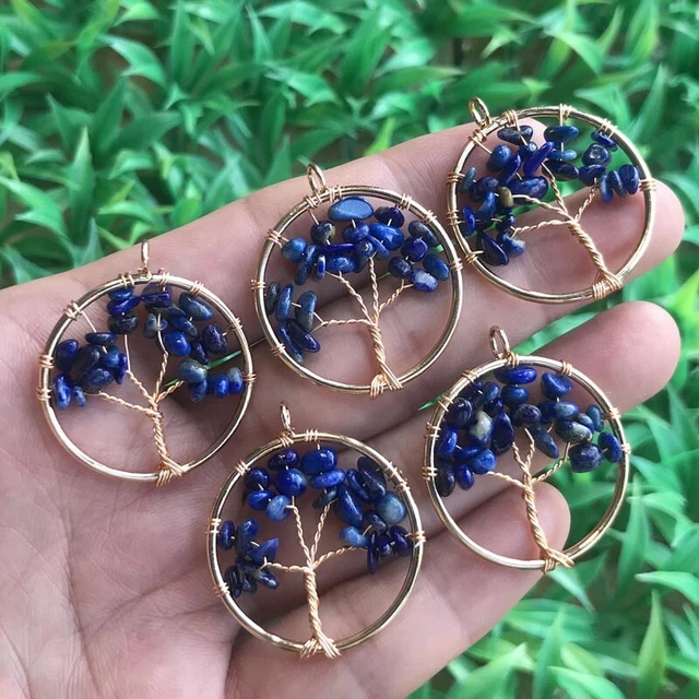 Yoga lapis lazuli  Gems stone Tree of life Pendants Reiki Healing Amulet