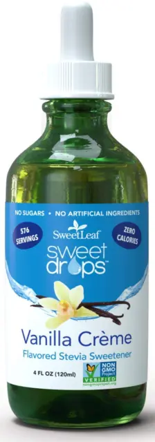 Edulcorante líquido de stevia SweetLeaf Drops, crema vainilla, 4 oz