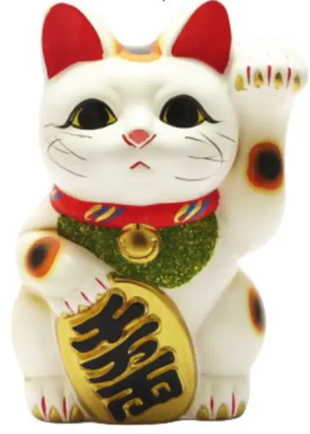 Manekineko  Left Hand Up Japanese Fortune Cat Bekoning Cat  Tokoname Ware Japan