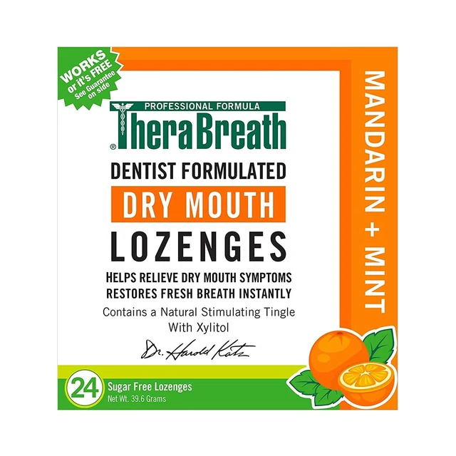THERABREATH DRY MOUTH Dentist Formulated SugarFree Lozenges, Mandarin