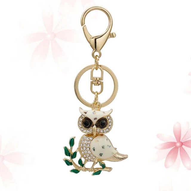 hanging pendant keychains Creative strass branche hibou pendentif en métal porte