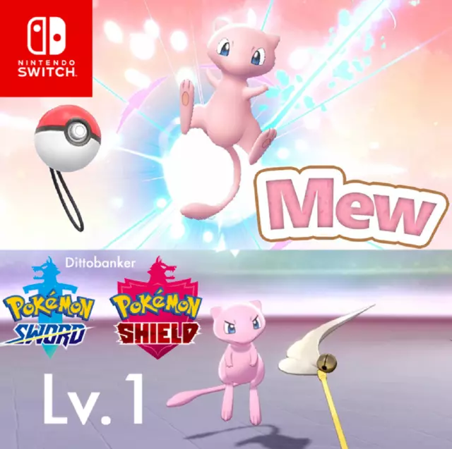 Pokemon Sword/Shield Pokeball Plus Mew Lv.1 Timid Mythical Digital Transfer