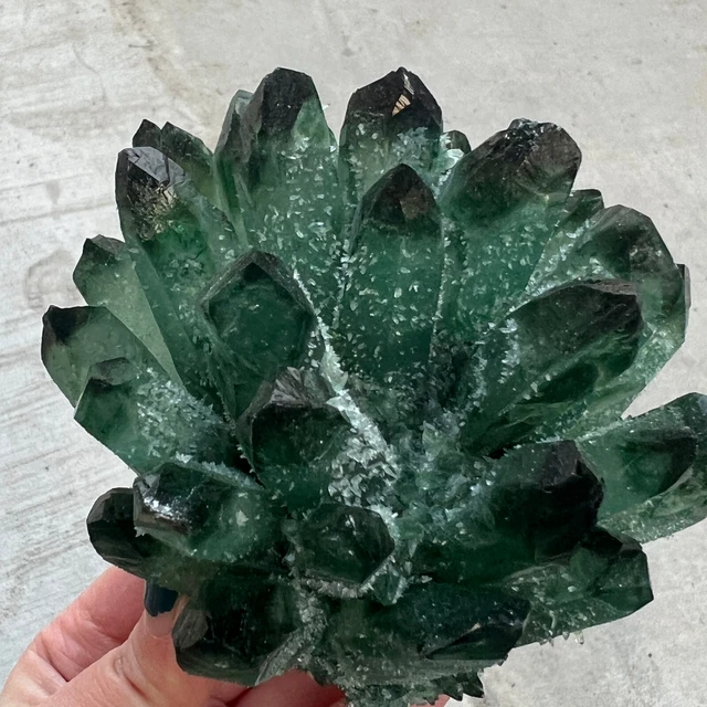 760g New Find green Phantom Quartz Crystal Cluster Mineral Specimen Healing314 5