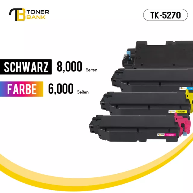 4 Toner kompatibel zu Kyocera Ecosys M6230cidn M6630cidn P6230cdn M6230 TK-5270 2