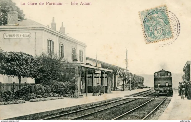 S9669 cpa 95 L'Isle Adam Parmain - La Gare " Train "