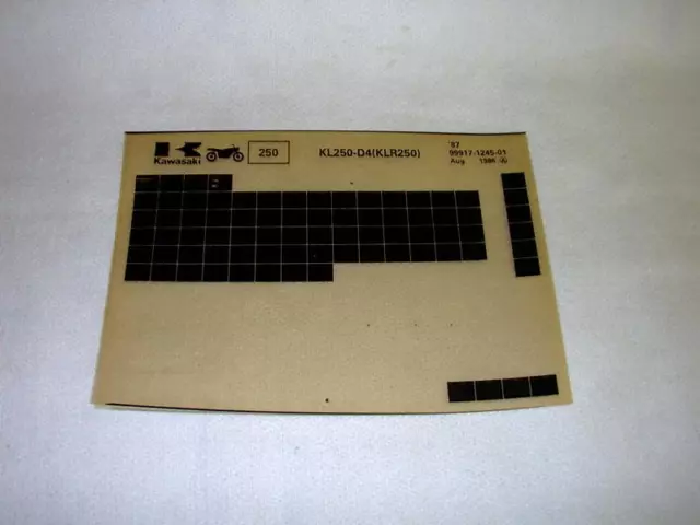 Kawasaki Kl250 Kl 250 D4 (Klr250) Gen Part Catalogue Microfiche