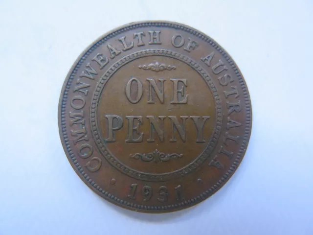 1931 Australian One Penny King George V Excellent Condition Dropped 1 Variety