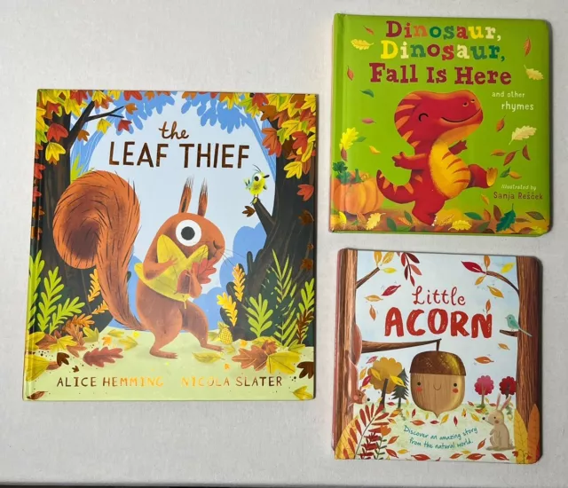 3 Fall Children's Books: The Leaf Thief, Little Acorn, Dinosaur, Dinosaur ...