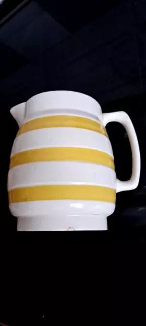 Vintage Jug YELLOW & WHITE Striped Height 5'' inch  England~ (Easter Vase) 2